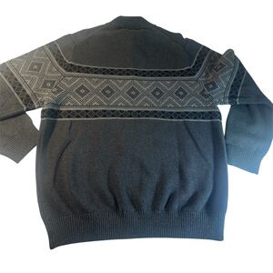 Izod Fair Isle Nordic Sweater Gray Black Chunky Knit 1/4 Zip Mens XXL NWT